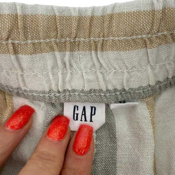 Gap Shorts Linen Blend Striped XS Muted Tones Elastic Waist 3 Inch Inseam Beach - Picture 4 of 8